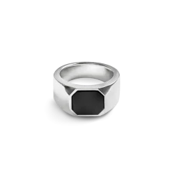 Shinola Rings|Natural Stones|Octagonal Signet Ring Onyx