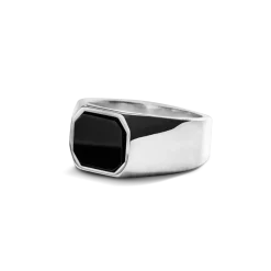 Shinola Rings|Natural Stones|Octagonal Signet Ring Onyx