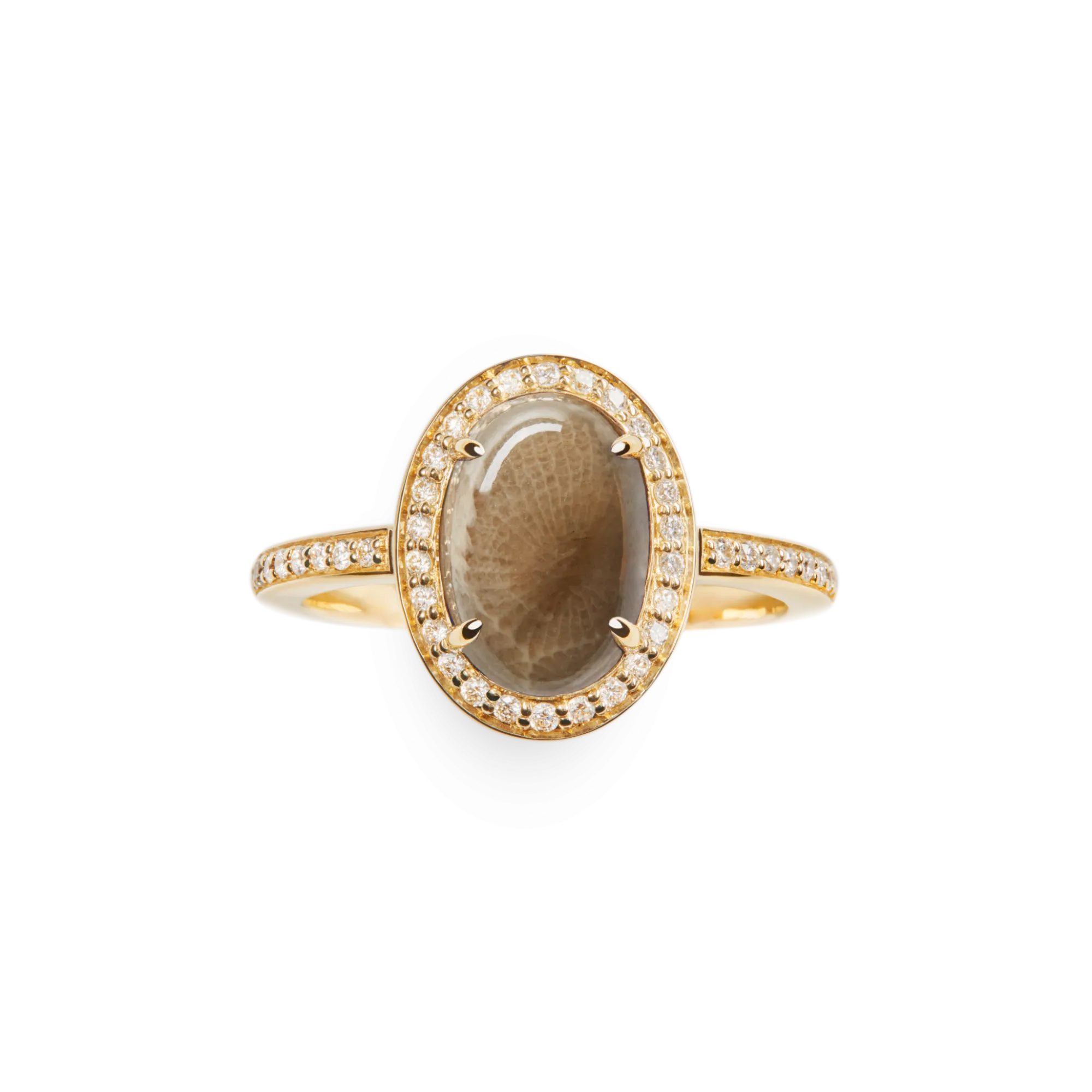 Shinola Rings|Best Sellers|Petite Diamond Pave Petoskey Oval Ring