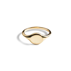 Shinola Rings|Engravable|Petite Round Signet Ring 14K Gold