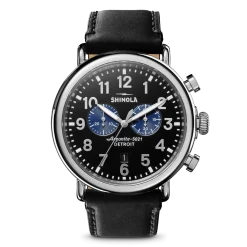 Shinola Chronograph Watches|Classic Watches|Runwell Chronograph Watch Glossy Black