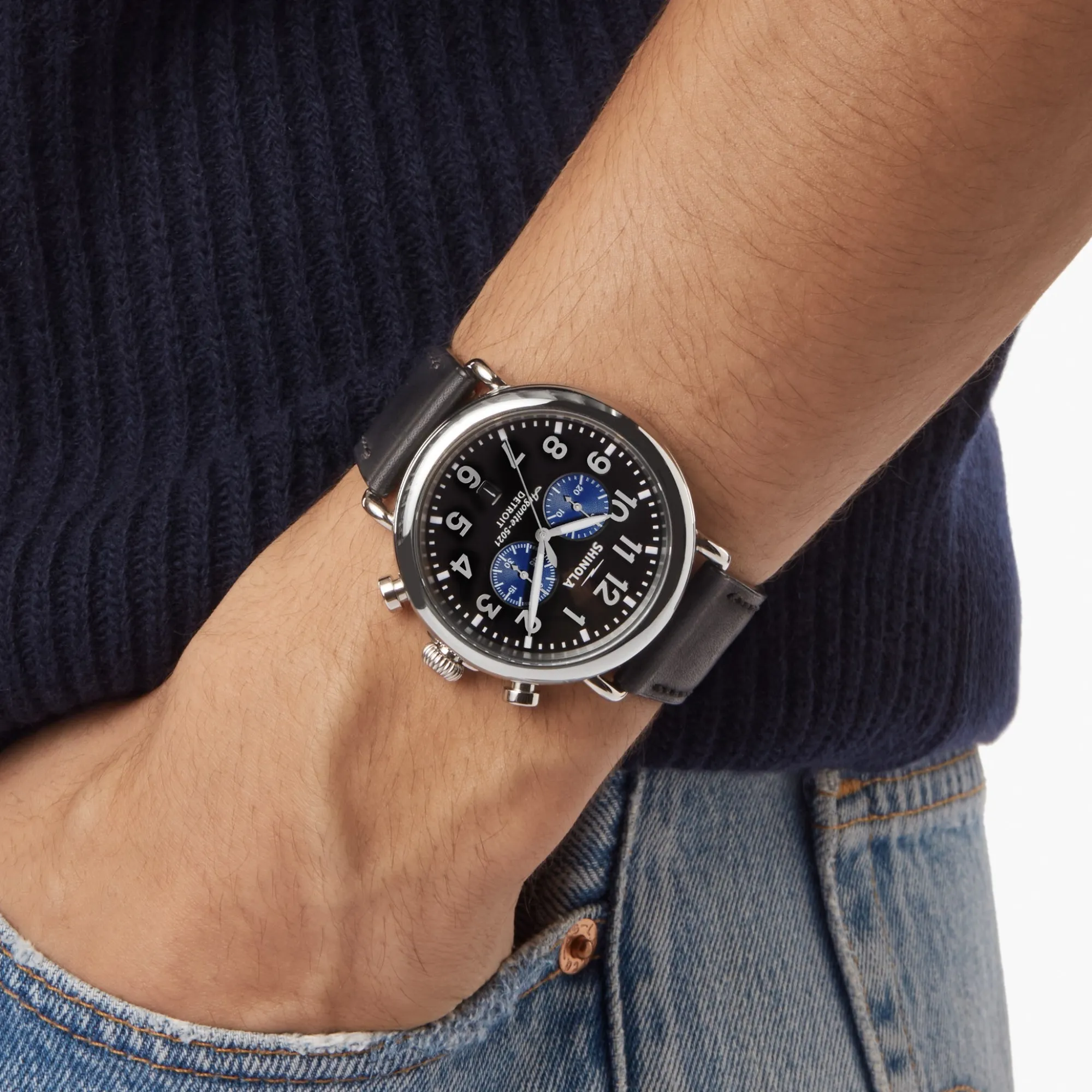 Shinola Chronograph Watches|Classic Watches|Runwell Chronograph Watch Glossy Black