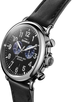 Shinola Chronograph Watches|Classic Watches|Runwell Chronograph Watch Glossy Black