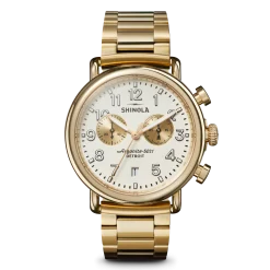 Shinola Gold Watches|Chronograph Watches|Runwell Chronograph Watch Ivory/Gold