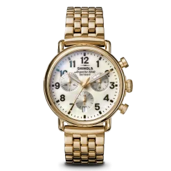 Shinola Personalizable|Gold Watches|Runwell Chronograph Watch Mother of Pearl/Gold