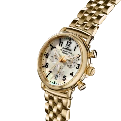 Shinola Personalizable|Gold Watches|Runwell Chronograph Watch Mother of Pearl/Gold