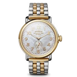 Shinola Gold Watches|Two-Tone Watches|Runwell Watch Mother of Pearl