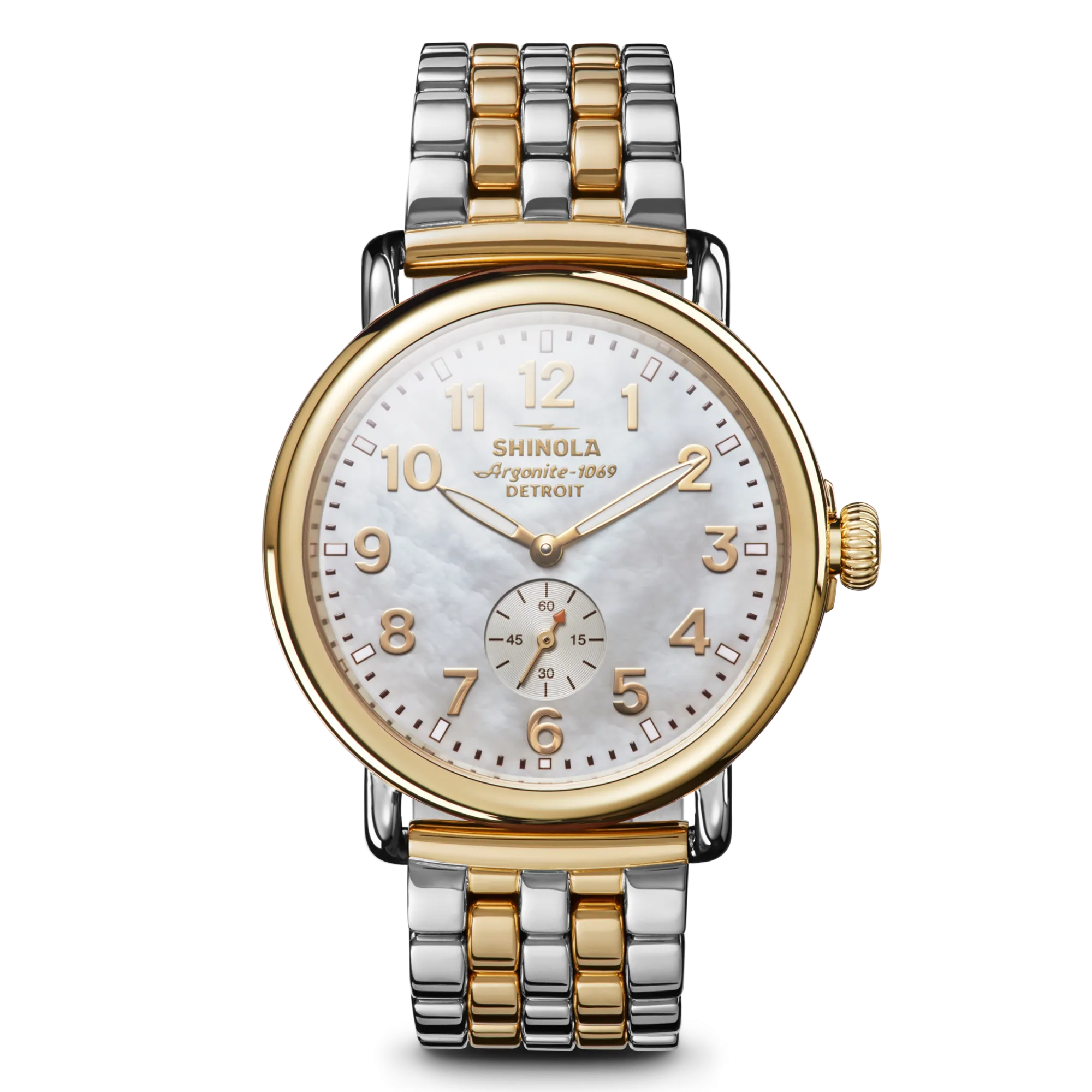 Shinola Gold Watches|Two-Tone Watches|Runwell Watch Mother of Pearl
