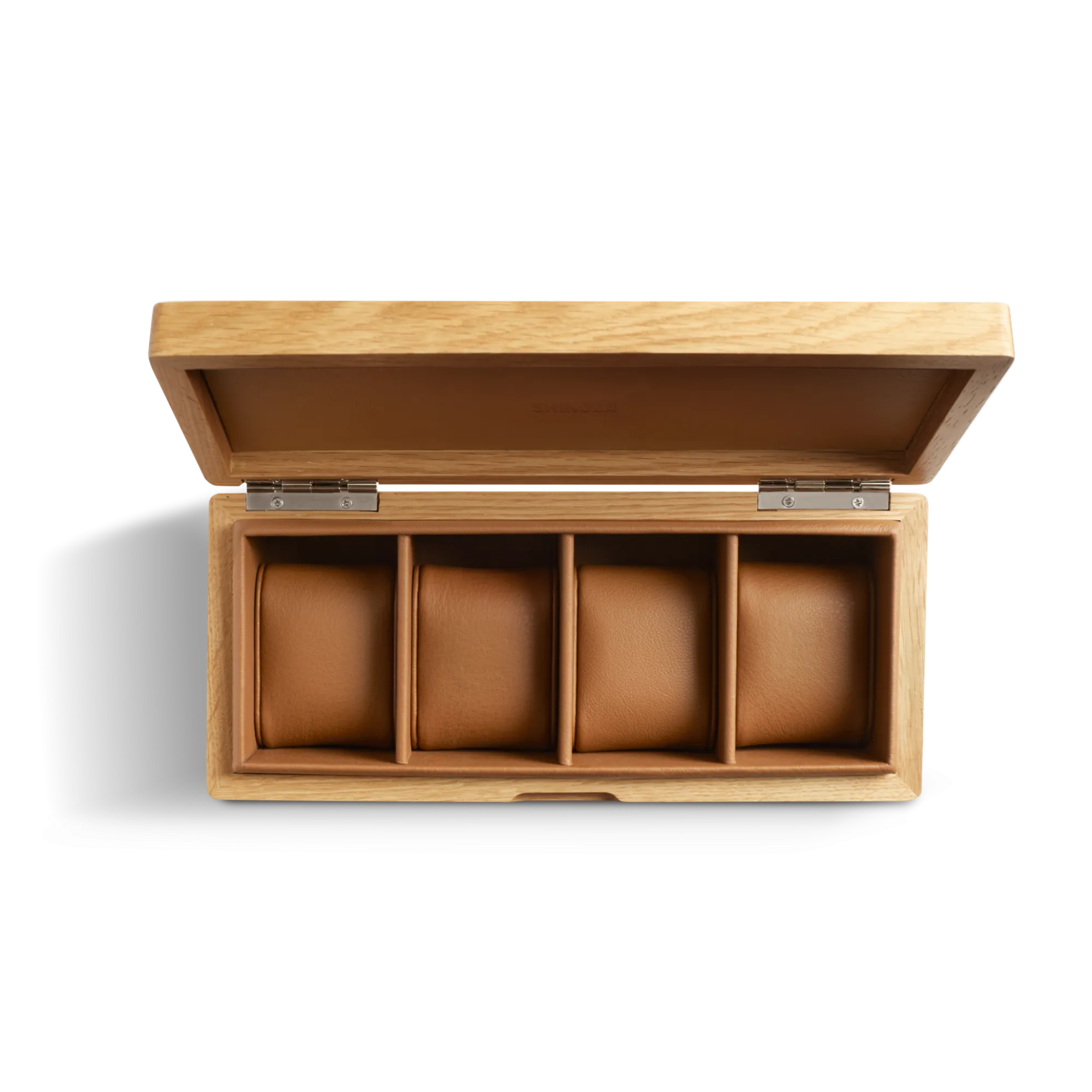 Shinola Shop All|Best Sellers|4 Slot Watch Box Oak / Tan
