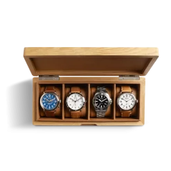 Shinola Shop All|Best Sellers|4 Slot Watch Box Oak / Tan