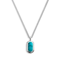 Shinola Necklaces|Sterling Silver|Turquoise Inlay Tag Necklace