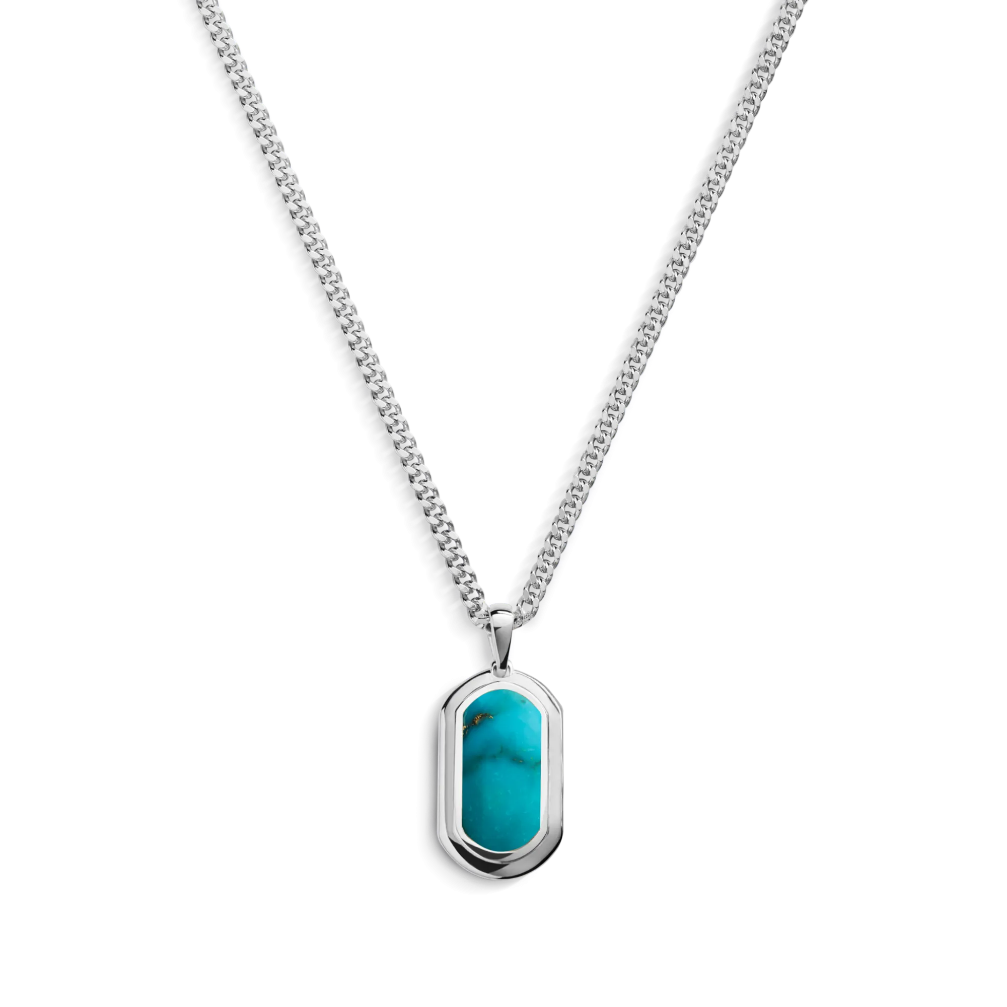 Shinola Necklaces|Sterling Silver|Turquoise Inlay Tag Necklace