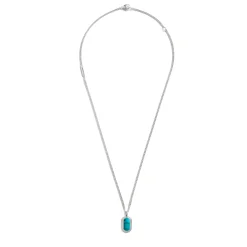 Shinola Necklaces|Sterling Silver|Turquoise Inlay Tag Necklace